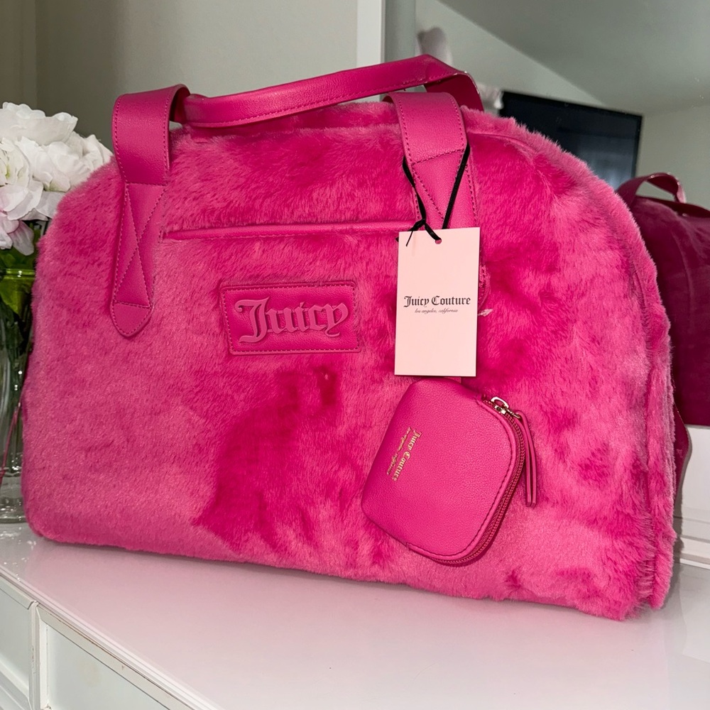 Juicy Couture Pink Travel Bag Velvet Duffle